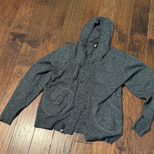 LRG Men's Charcoal Hooded Cardigan